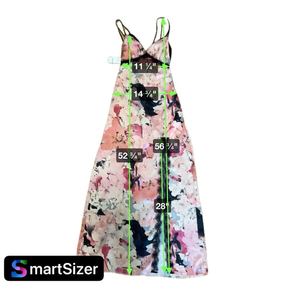 NWT- BEBE Pink Floral Satin w/ Lace Trim & Side Slit Maxi Dress / Sz 00 - Picture 10 of 13